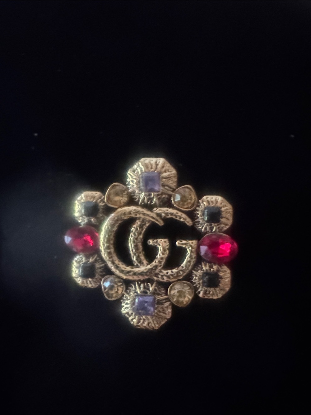 Brooch Gold-Tone Double G Crystal Accent Brooch -